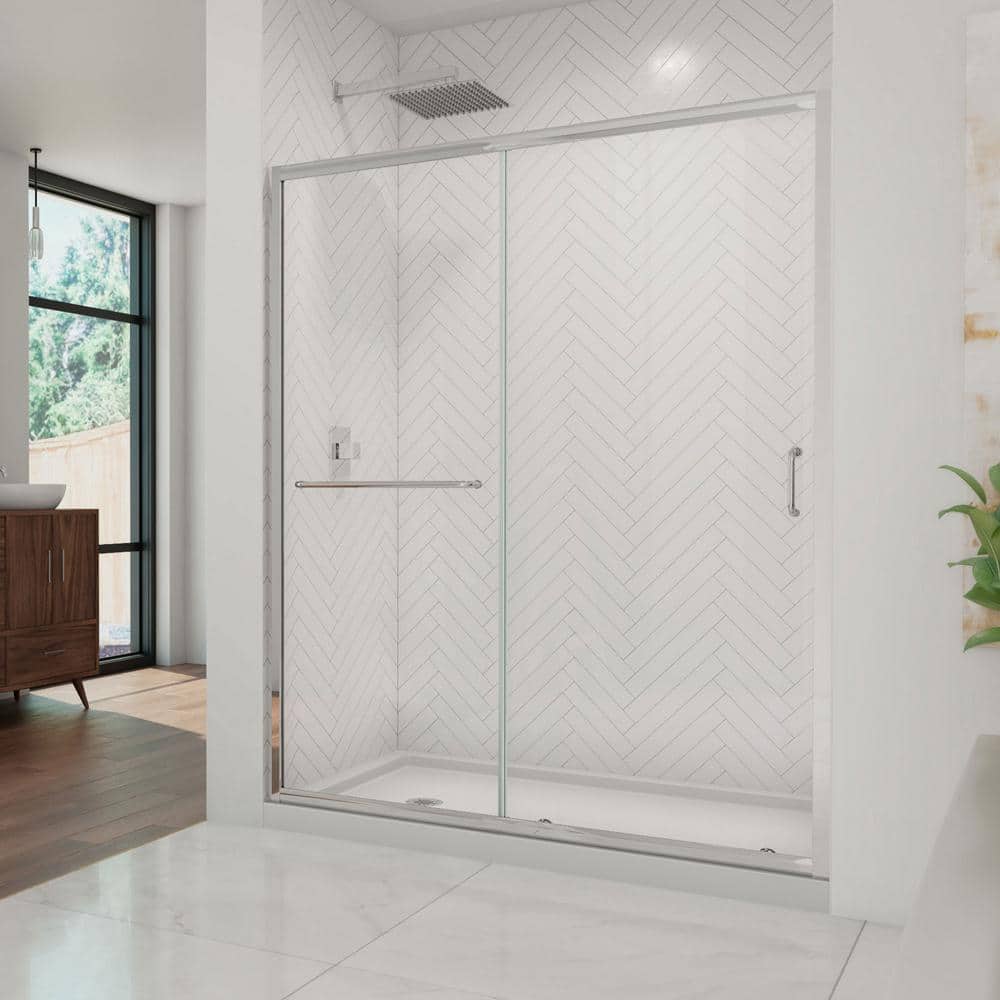 Infinity-Z 60" x 36" Frameless Sliding Shower Kit with Brushed Nickel Finish