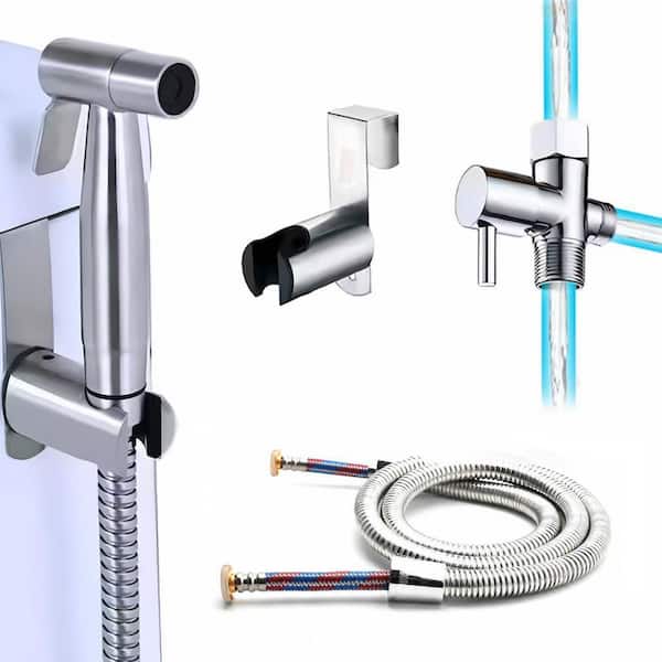 Non-Electric Stainless Steel Handheld Bidet Sprayer for Toilet Bidet Attachment Easy to Install Cloth Diaper Sprayer Set