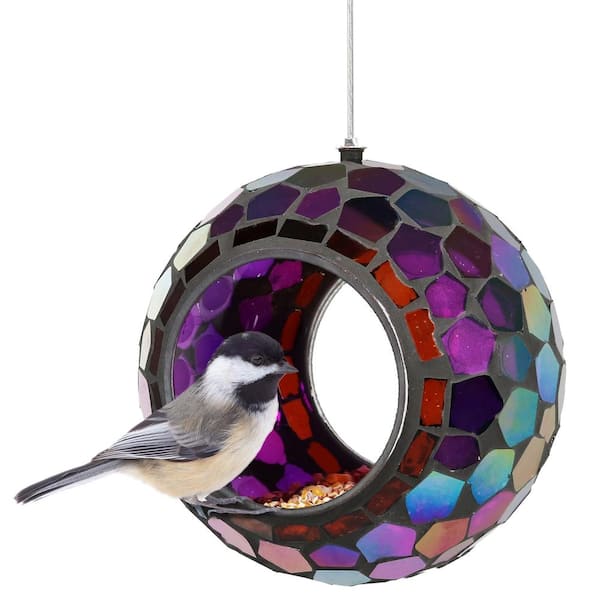 Sunnydaze Mosaic Glass Hanging Bird Feeder