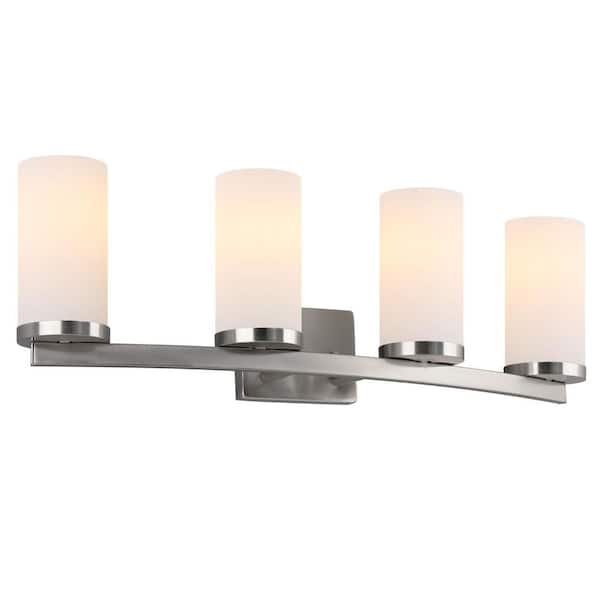 Design House Desta 30 in. W 4-Light Satin Nickel Vanity Light with Curved Bar