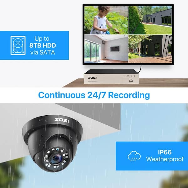 ZOSI 8-Channel 1080p 2TB Hard Drive DVR Security Camera System