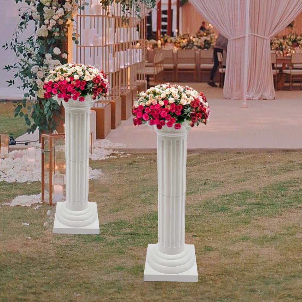 Tall White Plastic Roman Pillar Set for Wedding Decor