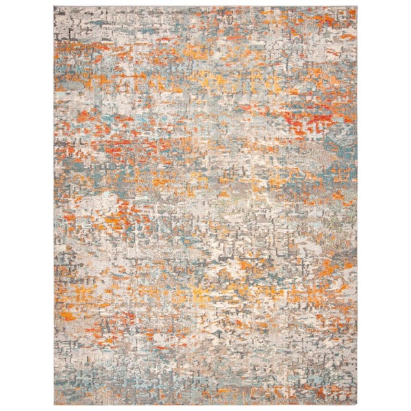 SAFAVIEH Madison Grey/Orange 10 ft. x 14 ft. Abstract Gradient Area Rug