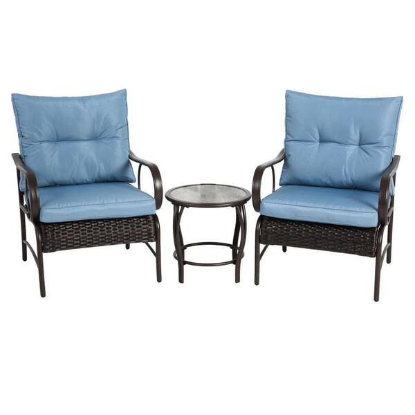 Gruisse Modern 3-Piece Brown Wicker Patio Furniture Set Cover