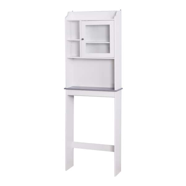 Miscool Naples 23.23 in. W x 68.11 in. H x 7.48 in. D White Over-the-Toilet Storage with Adjustable Shelves