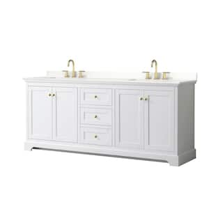 Avery 80 in. W x 22 in. D x 35 in. H Double Bath Vanity in White with White Quartz Top