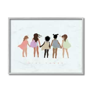 "Girl Power Phrase Inclusive Caped Superheroes" by Leah Straatsma Framed People Wall Art Print 16 in. x 20 in.