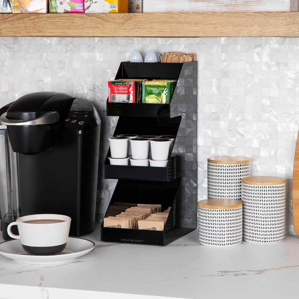 Black Acrylic 3-Tier Coffee and Tea Station Organizer