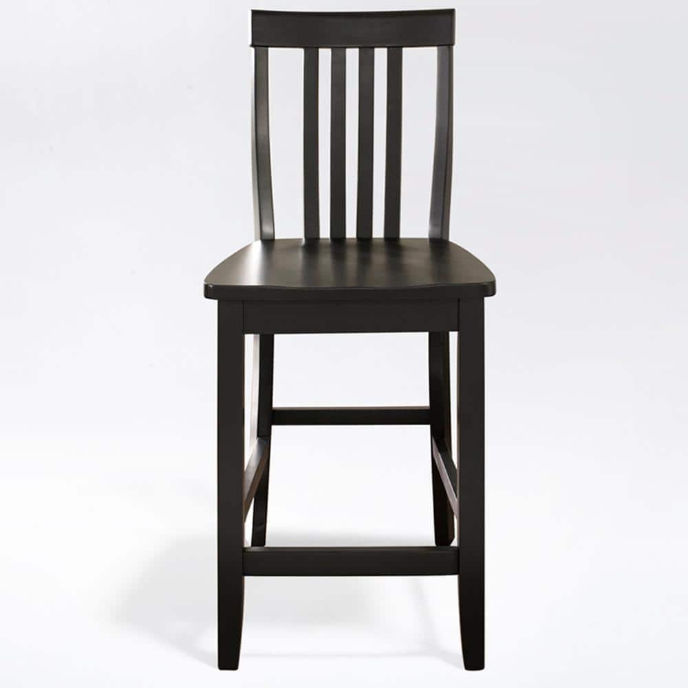 Black 24" Solid Wood School House Counter Stools, Set of 2
