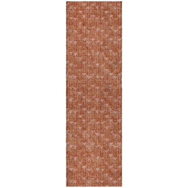 Dream Shag Premium Machine Washable Abstract ADS514 Terracotta 2 ft. x 7 ft. Runner Rug