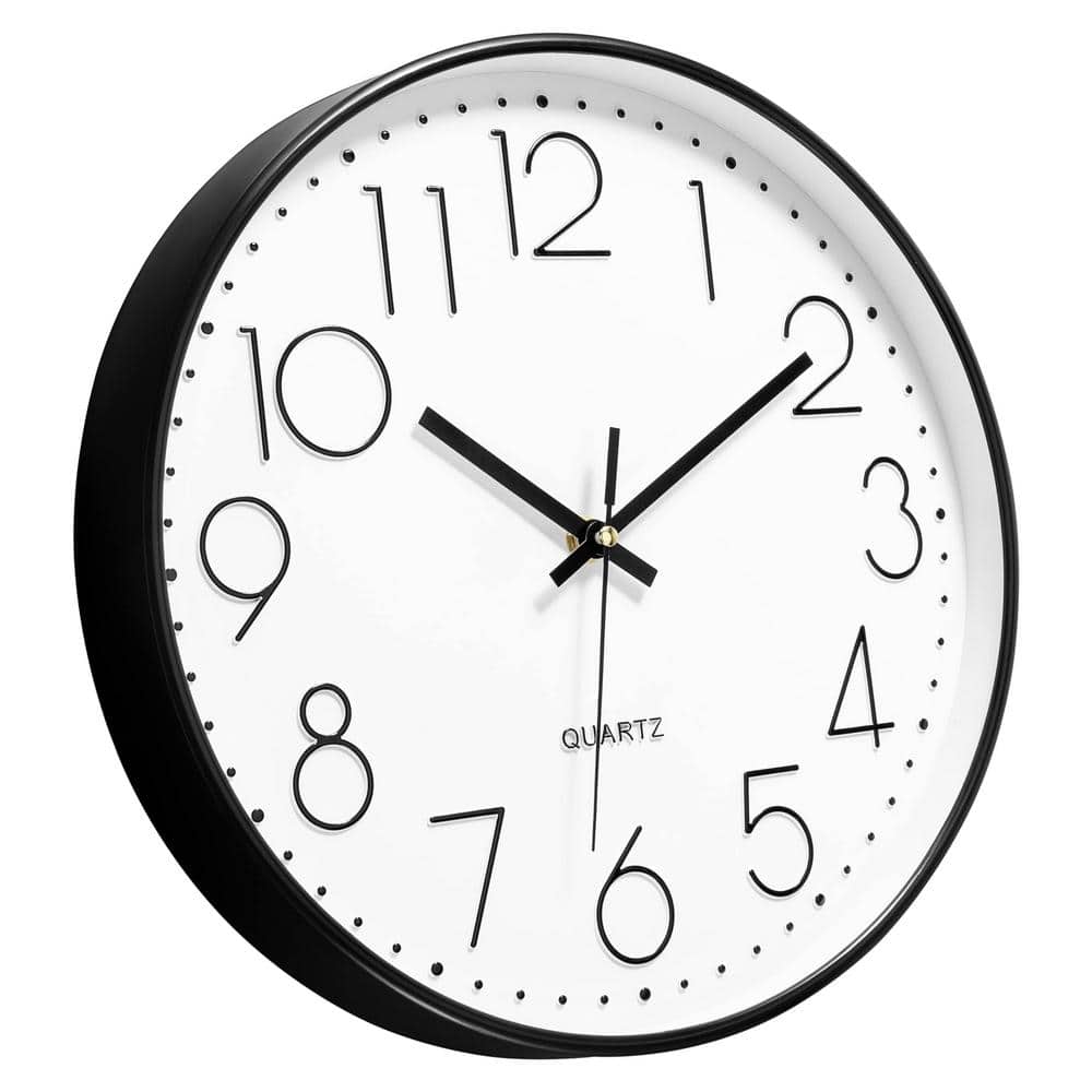 Afoxsos 14 in. Black and White Analog Plastic Battery Operated