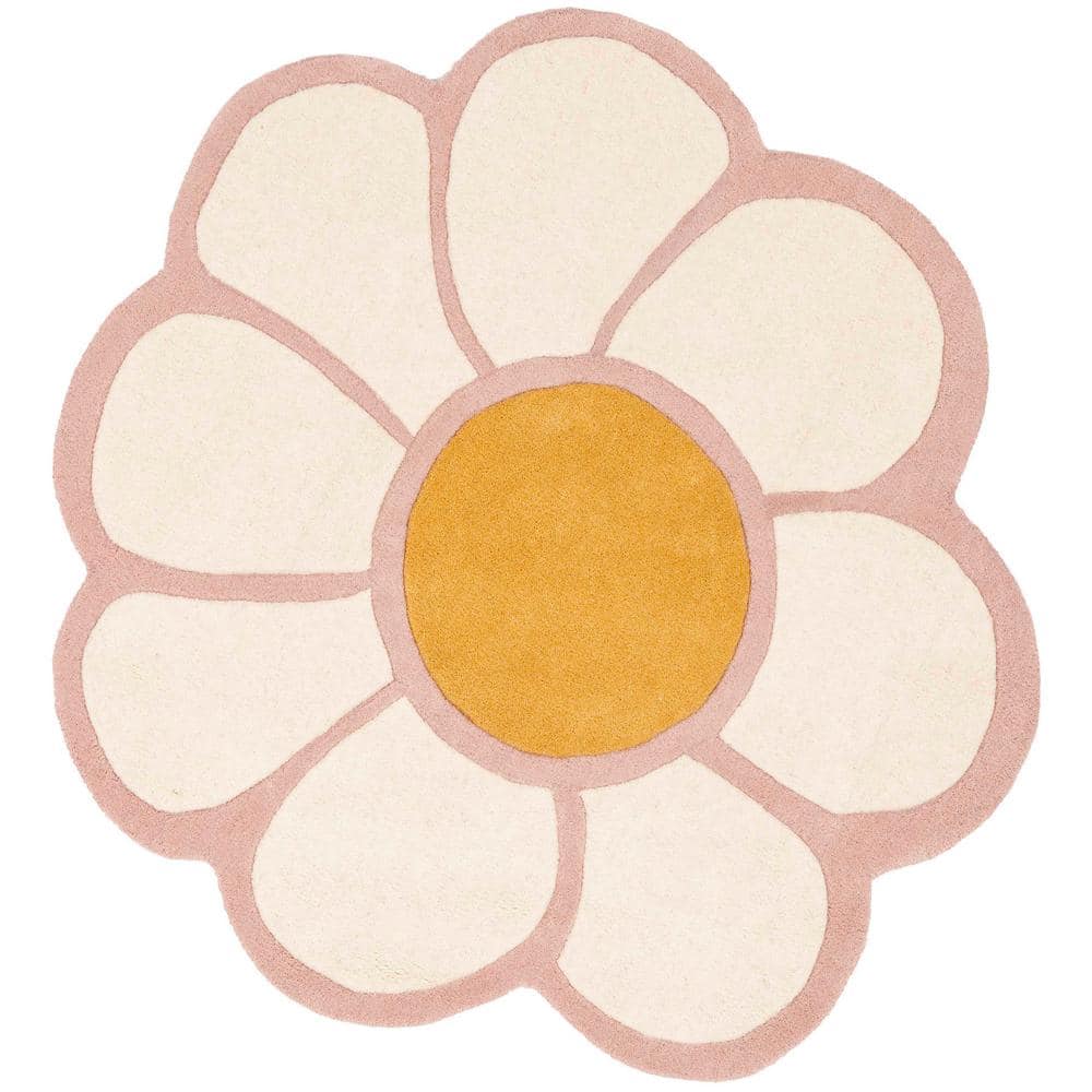 SAFAVIEH Novelty Ivory/Pink 4 ft. x 4 ft. Round Floral Area Rug NOV413A ...