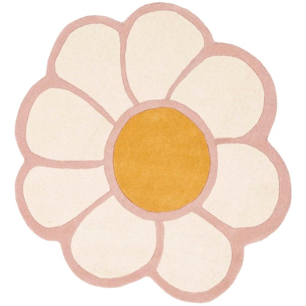 SAFAVIEH Novelty Ivory/Pink 4 ft. x 4 ft. Round Floral Area Rug NOV413A ...