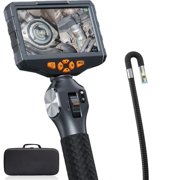 5" IPS Dual Lens Borescope, 2-Way Articulation, 6+1 LED, 0.25" Dia, 5. 0ft L