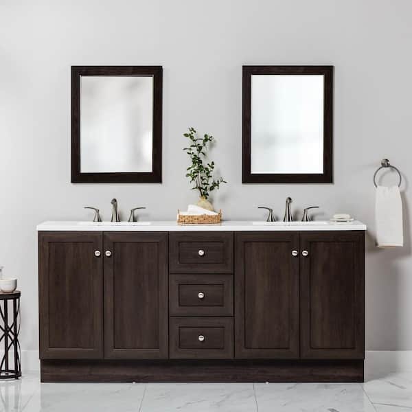 Bannister 73 in. Double Sink Dusk Bath Vanity with White Cultured Marble Top (Assembled)