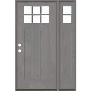 Craftsman 50 in. x 80 in. 6-Lite Right-Hand/Inswing Clear Glass Malibu Grey Stain Fiberglass Prehung Front Door with RSL