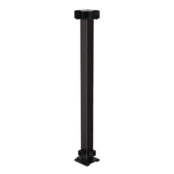 PEAK 36 in. H Aluminum Corner Post Kit in Matte Black for Cable Deck Railing