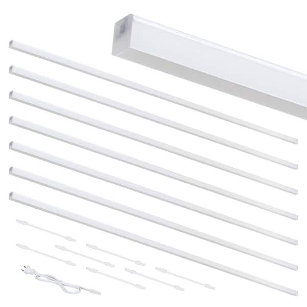 Armacost Lighting Ultra Slim 44 in. 120-Volt Plug-in White High Output Integrated LED Magnetic Linear Under Cabinet Light 8-Pack