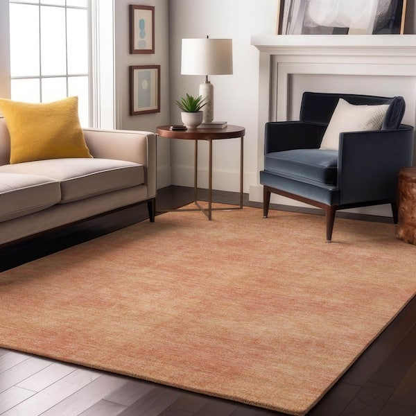Mayfield Premium Machine Washable Abstract AMF1018 Peach 8 ft. x 10 ft. Area Rug