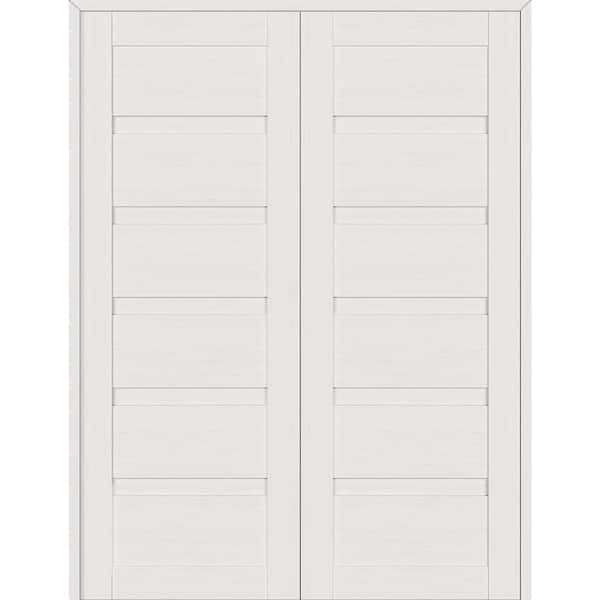 Belldinni Louver 72 in. x 95.25 in. Both Active Bianco Noble Wood Composite Double Prehung Interior Door