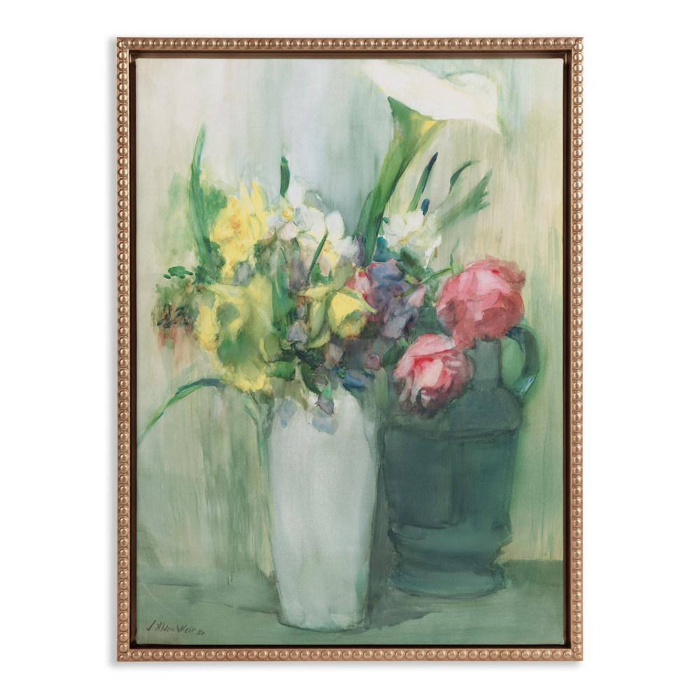 Gold Framed 18x24 Watercolor Floral Canvas Print