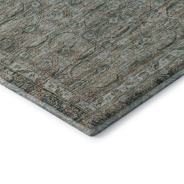 Mayfield Premium Machine Washable Abstract AMF1762 Teal 5 ft. x 7 ft. 6 in. Area Rug