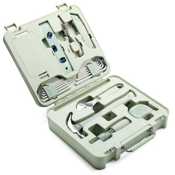 Modern 28-Piece Home Tool Kit with Tool Box and Phone Holder