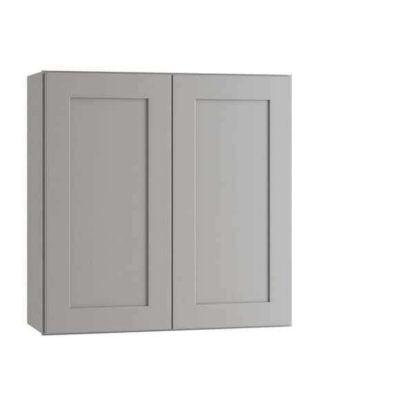 Home Decorators Collection Pearl Gray Painted Plywood Shaker Assembled Wall Kitchen Cabinet Soft Close 24 W in. x 12 D in. x 24 in. H