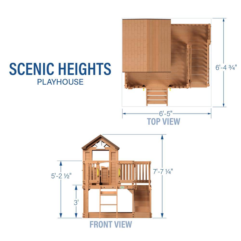 Scenic Heights Cedar Wooden Playhouse with Porch and Ladder