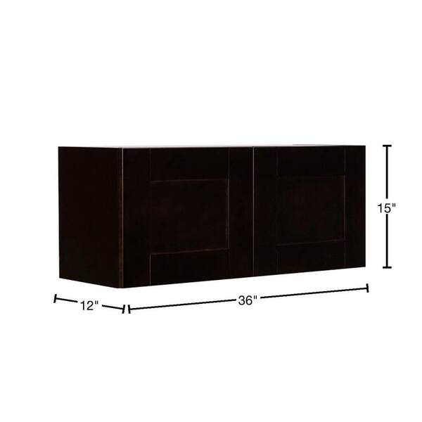 LIFEART CABINETRY Anchester Assembled 36 in. x 12 in. x 12 in. Wall Cabinet with 2 Doors No Shelf in Dark Espresso