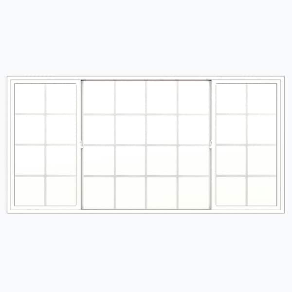 JELD-WEN 95.5 in. x 47.5 in. V-2500 Series White Vinyl Lefthand/Fixed/Righthand Sliding Window with Colonial Grids/Grilles