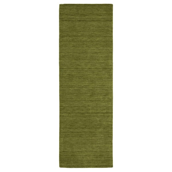 AVERLEY HOME Allaire Olive 2 ft. x 8 ft. Heathered Solid Hand-Tufted 100% Wool Indoor Runner Area Rug