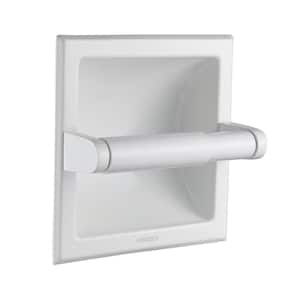 Bathroom Recessed Toilet Paper Holder Wall Mount Rear Mounting Bracket Included White in Bathroom