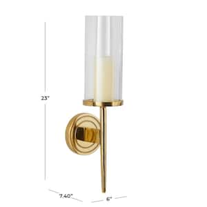 23 in. Gold Aluminum Metal Wall Sconce with Glass Holder
