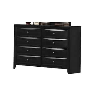 16.81 in. Black 8-Drawer Wooden Dresser Without Mirror