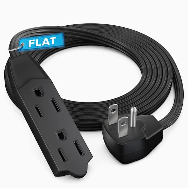 MAXIMM 6 ft. 16/3 Light Duty Indoor Extension Cord Flat Plug Flat Wire 3-Outlet, 13Amps, Black