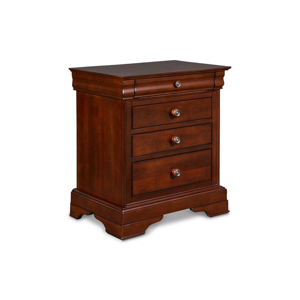 Versailles Transitional Brown Wood 4-Drawer Nightstand