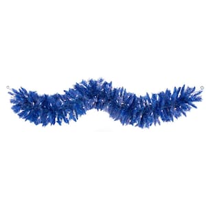 6 ft. Pre-Lit Blue Artificial Christmas Garland with 50 Warm White Lights