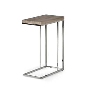 Lucia Dark Brown Chairside End Table with Chrome Base
