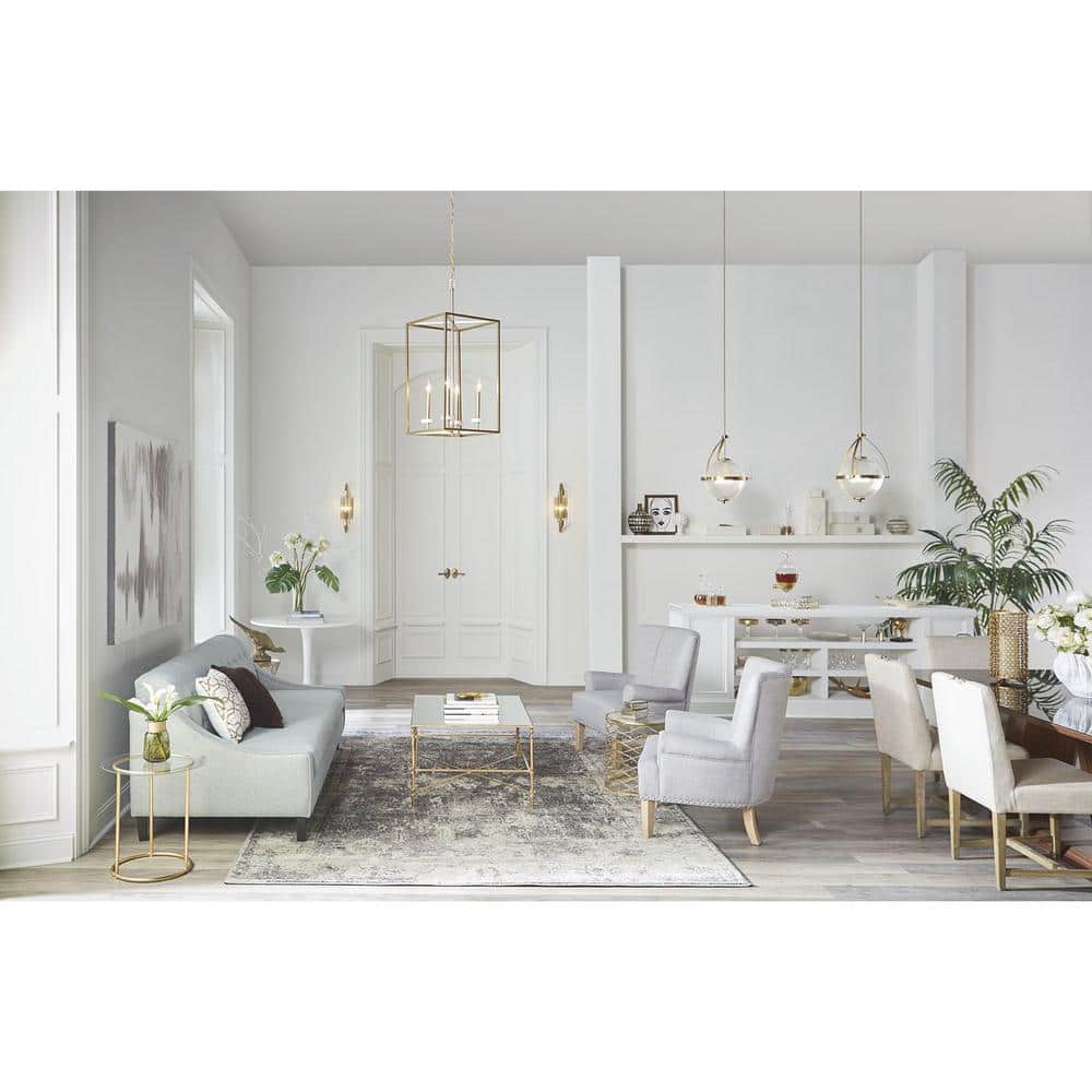 Vintage Gold Palacio 4-Light Pendant with Faux White Marble Shade