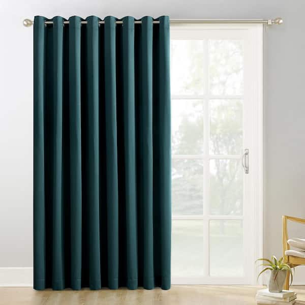 Sun Zero Gavin Teal Polyester 100 in. W x 84 in. L Grommet Sliding Patio Door Blackout Curtain (Single Panel)