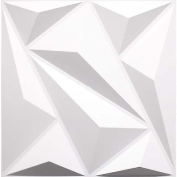 Dundee Deco Falkirk Ross 2/25 in. x 19.7 in. x 19.7 in. White PVC Diamond 3D Decorative Wall Panel