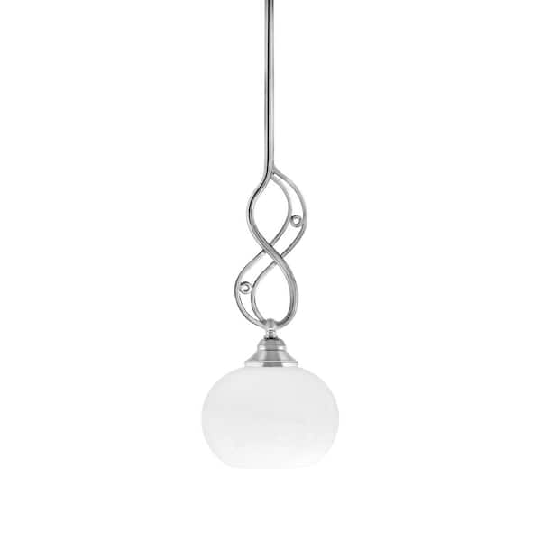 Unbranded Revell 100-Watt 1-Light Chrome Stem Mini Pendant Light with White Muslin Glass Shade and Light Bulb Not Included
