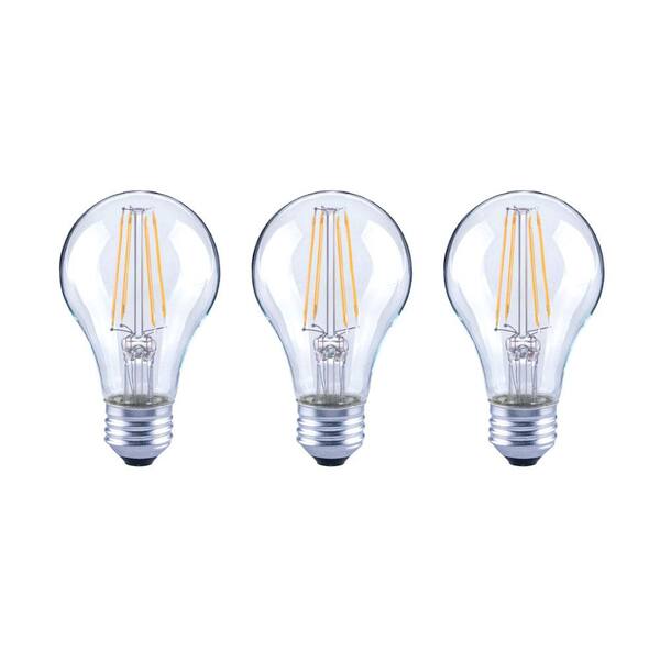 Photo 1 of 40-Watt Equivalent Soft White A19 Dimmable Clear Glass Filament Vintage Edison Decorative LED Light Bulb (3-Pack)
