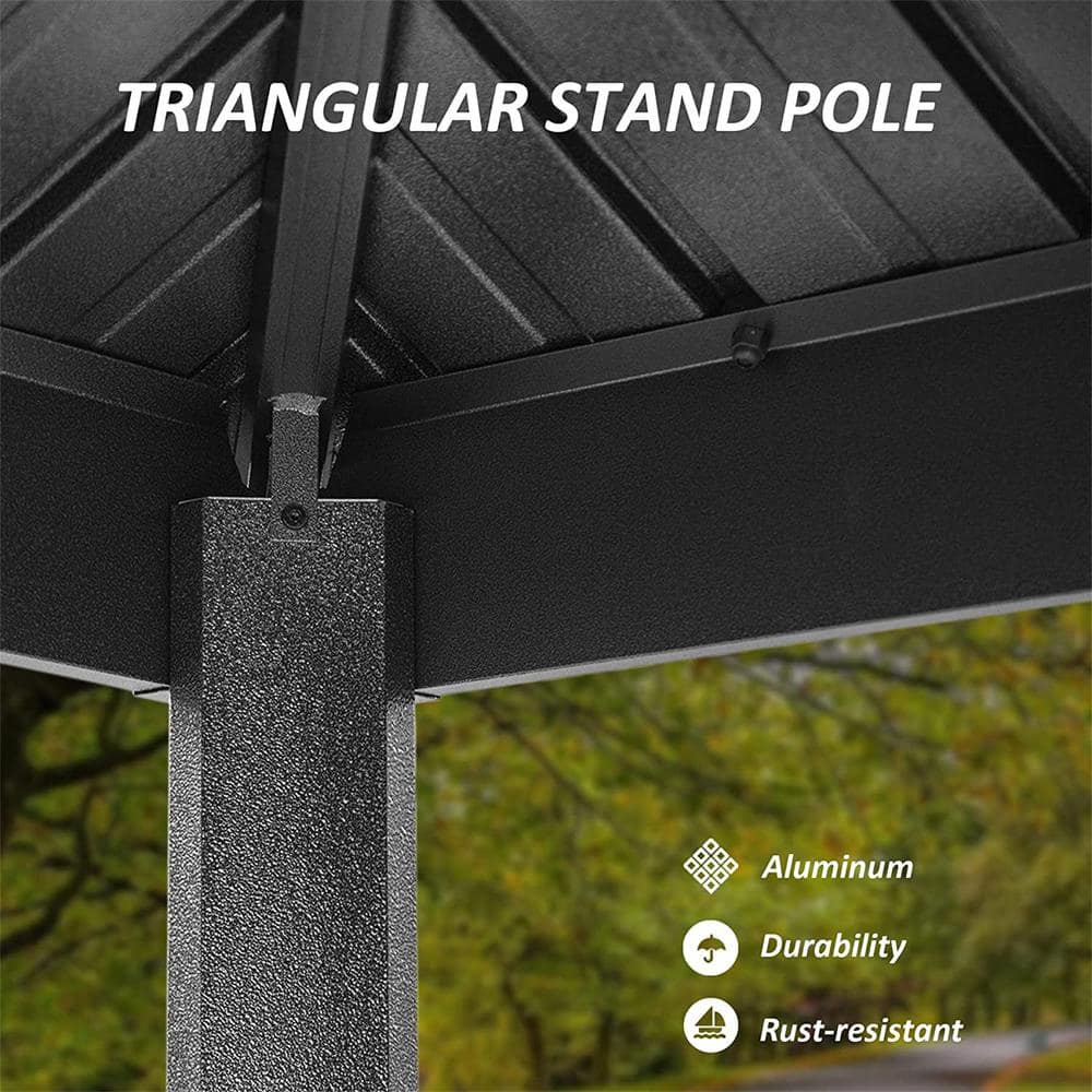 Black Aluminum 8' x 6' Grill Gazebo with Double Roof