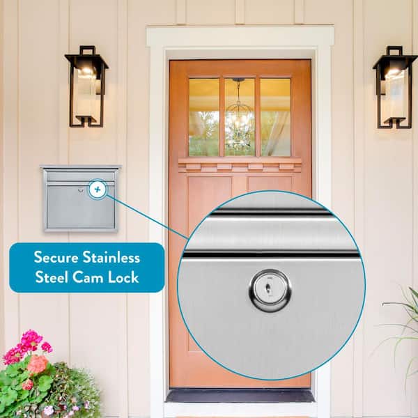 Maya Silver, Medium, Steel, Locking, Wall Mount Mailbox