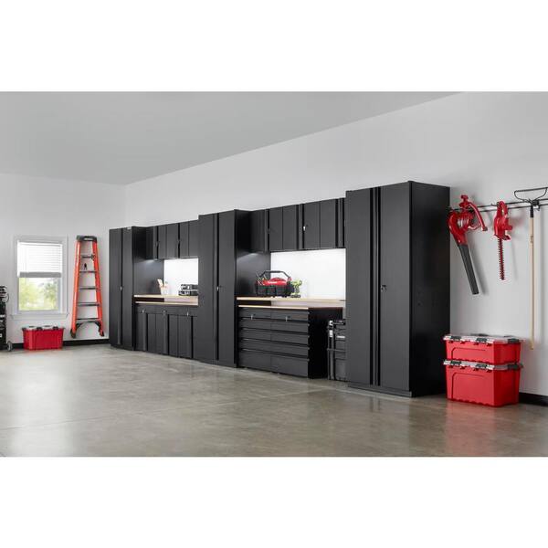 Husky 16 Piece Heavy Duty Welded Steel Garage Storage System In Black 276 W X 81 H 24 D Htc163032062 The Home Depot Husky 16 Piece Heavy Duty Welded Steel, Home Depot Garage Cabinets Husky