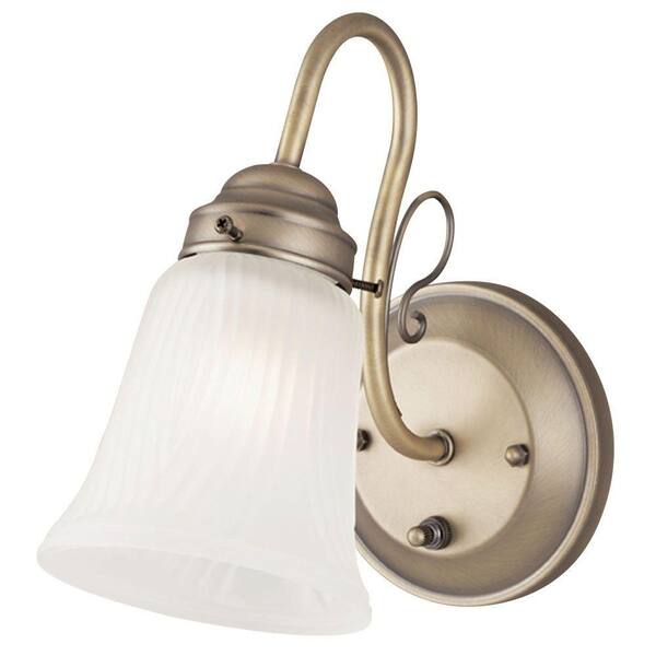 Westinghouse 1-Light Oyster Bronze Interior Wall Fixture with On/Off Switch and Frosted Ribbed Design Glass