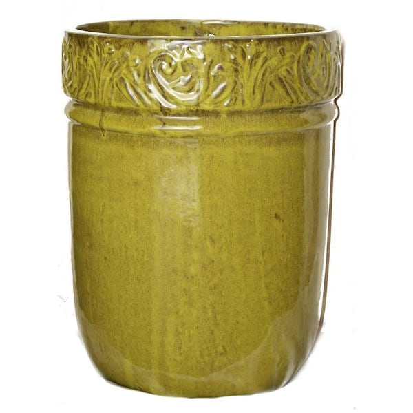 Unbranded 15 in. Dia Glazed Ceramic Vertical Planter