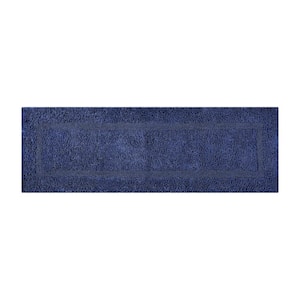 Lux 20 in. x 60 in. Blue Race Track 100% Cotton Round Bath Rug